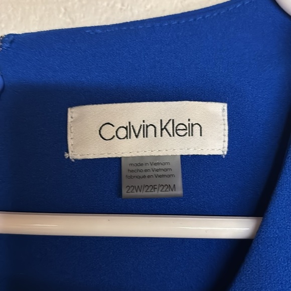 Calvin Klein Blue Asymmetrical Ruffled Sheath Dress - Picture 2 of 5